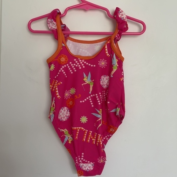 Disney Store Toddler Tinkerbell Swimsuit Hot Pink/Orange 2T - Picture 3 of 5